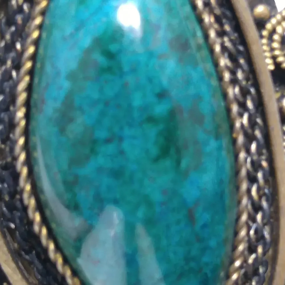 Vintage Silver Eilat Stone Brooch Pendant – Green Blue Gemstone from Israel